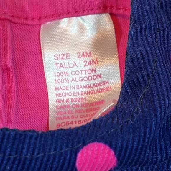🎀Nannette Girls Navy and Pink Corduroy Dress Size 24m - Picture 5 of 8